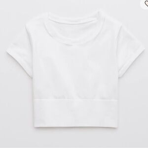 Offline by Aerie White Cropped Workout Tee